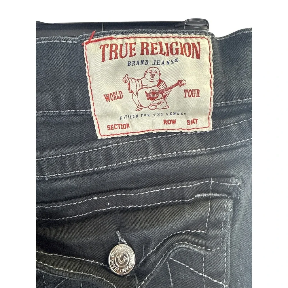 True Religion Ricky Relaxed Straight Jeans Men's 36 Black Flap Pocket Denim